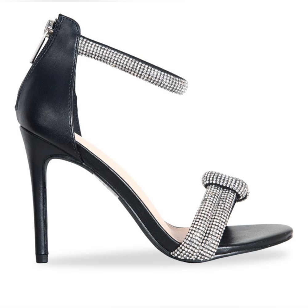 Drew Embellished Knot Stiletto Sandals Black high heels - Picture 2 of 3